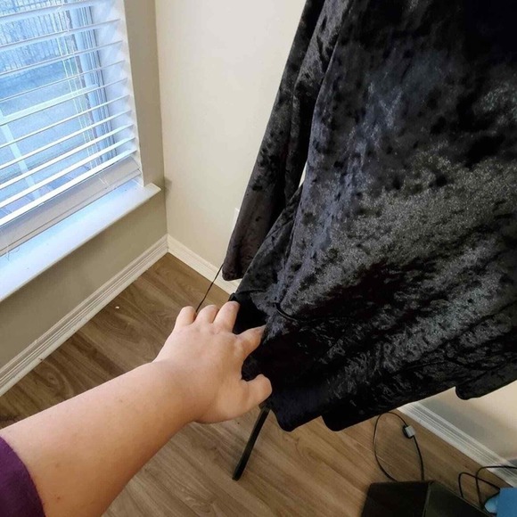 Shimera Black Velvet Dress Long Sleeve Pockets Casual Comfy Party Size Small - Picture 4 of 7